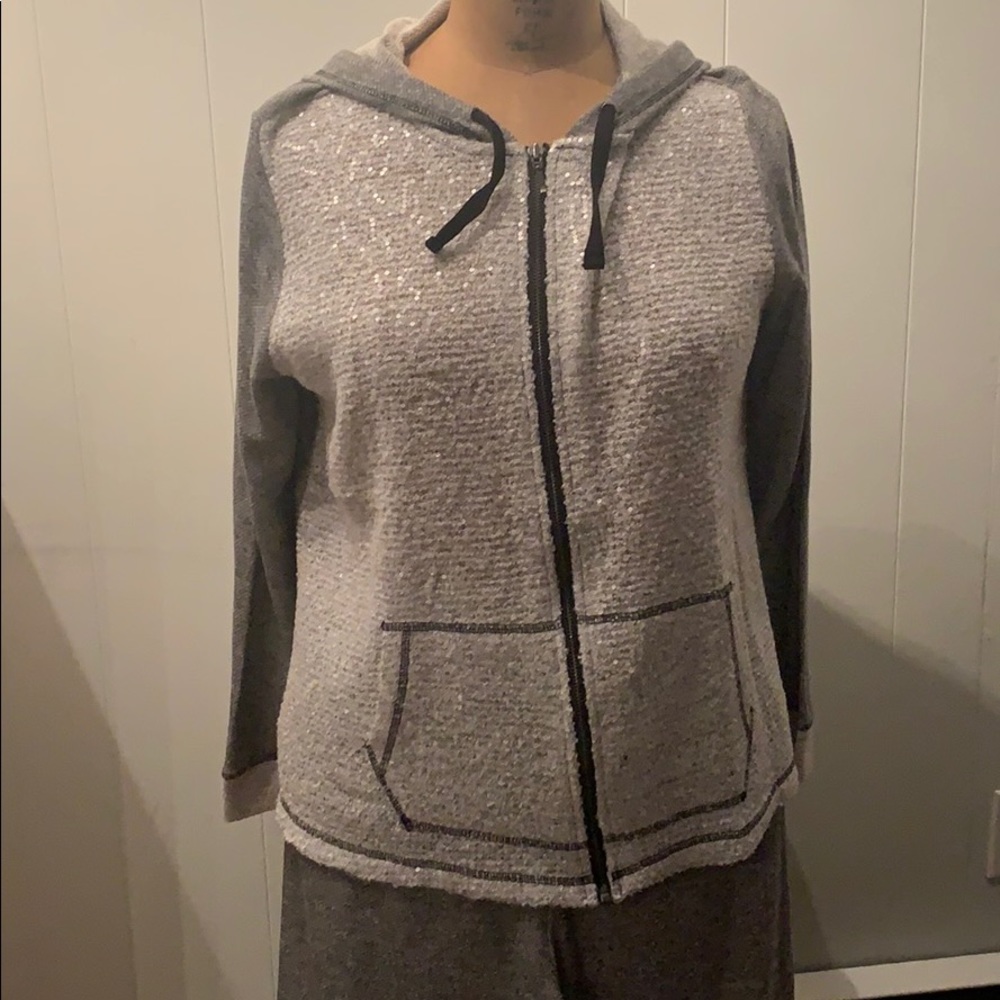 Chico’s Grey sweat suit.